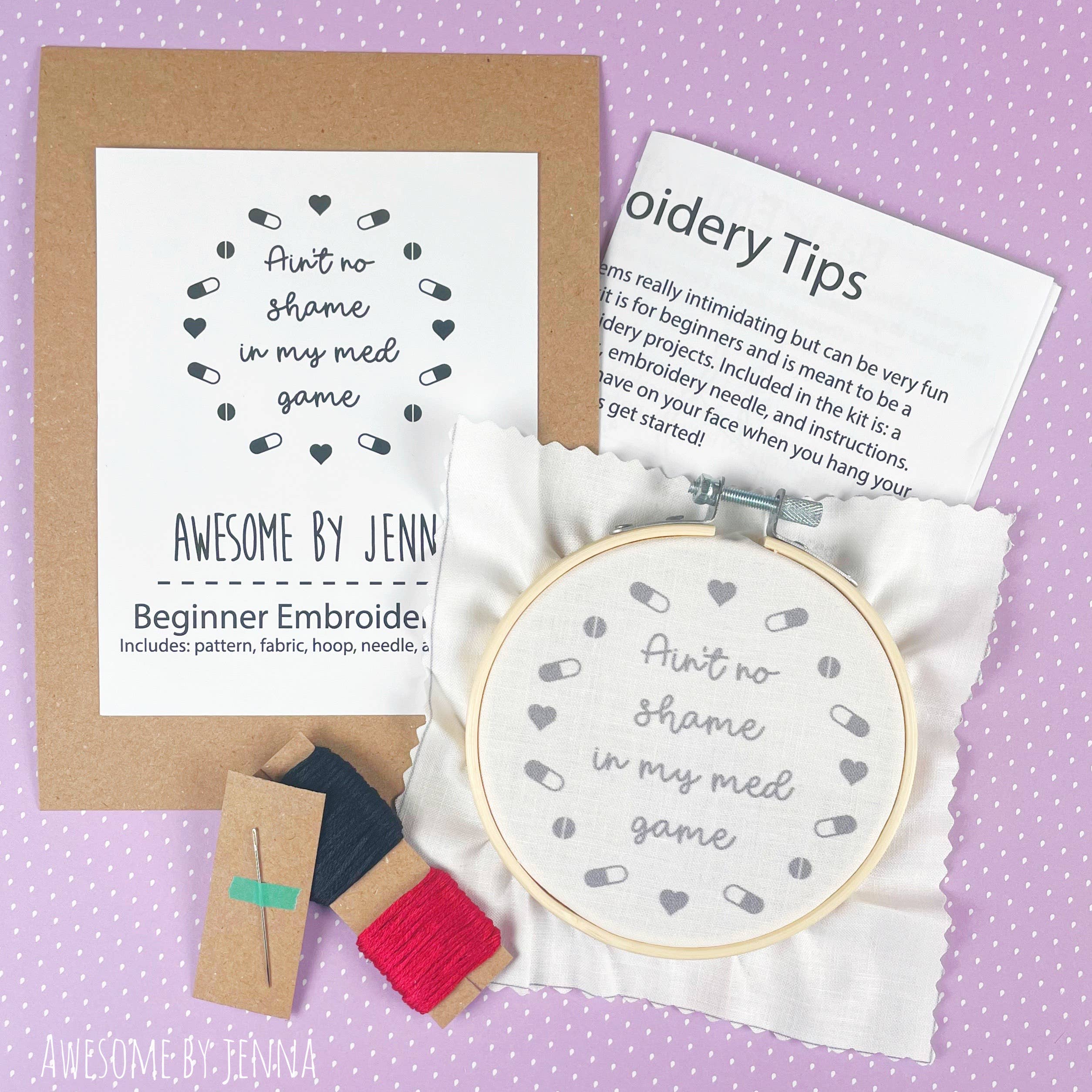 Beginner No Shame in Med Game DIY Hand Embroidery Kit